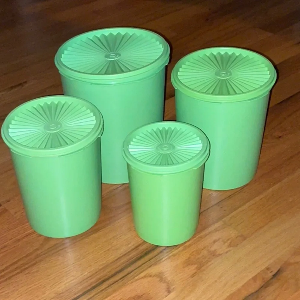Tupperware Vintage Servalier Canister Set of 4 Green